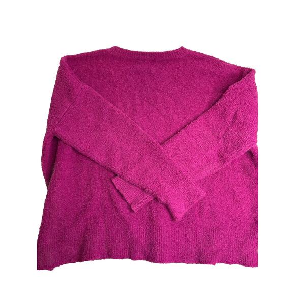 Eileen Fisher Organic Cotton Boucle Raspberry Pink Sweater Oversized Small - Picture 5 of 6